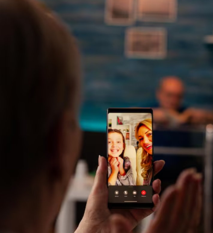 Video calling family from Egypt